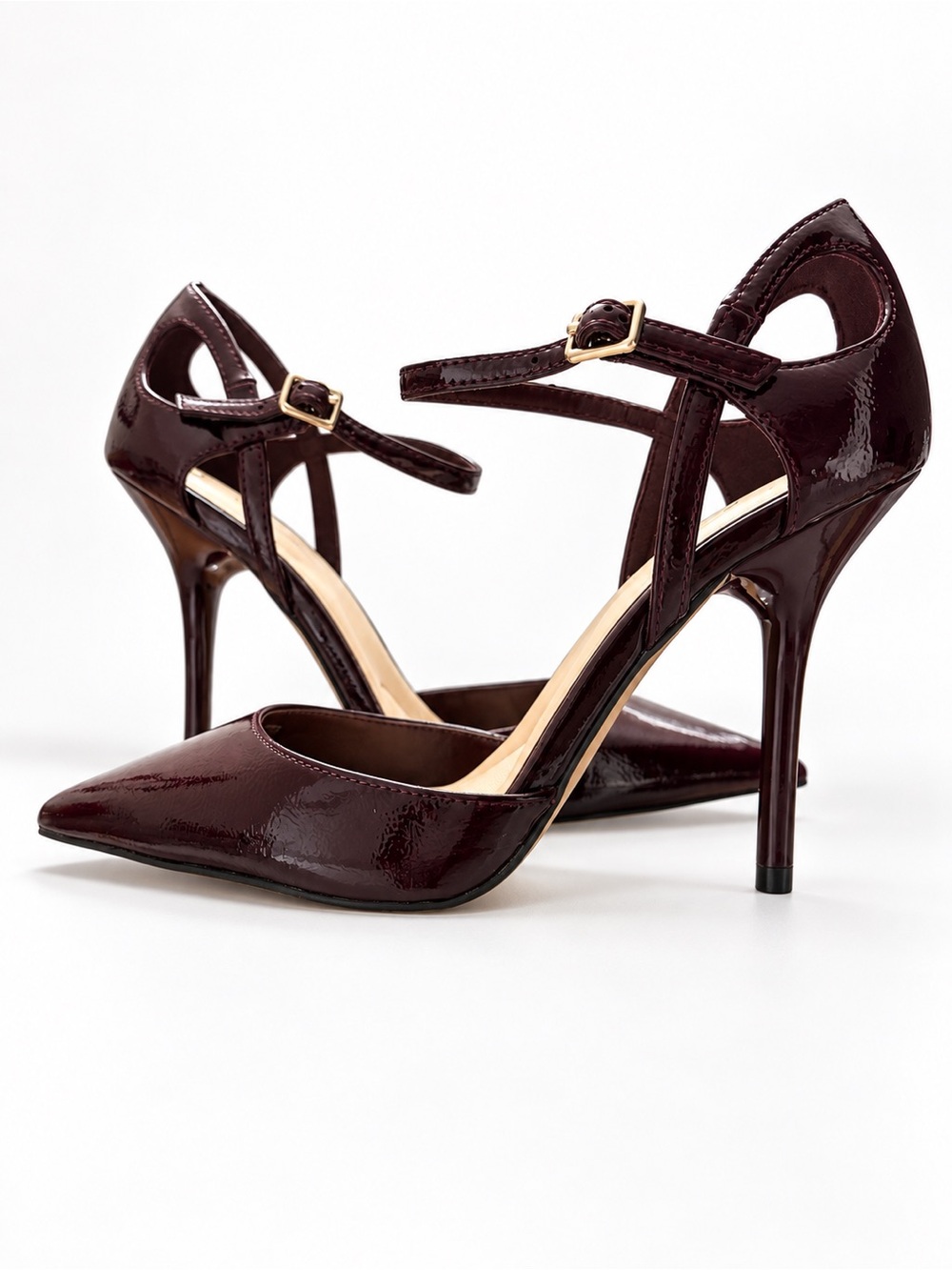 Jessica Simpson Burgundy Pointed Toe Ankle Strap Pumps Size 6